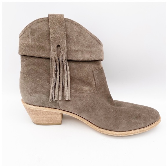Joie Keaton Gray Suede Fringe Booties Size 39.5 - Picture 9 of 14